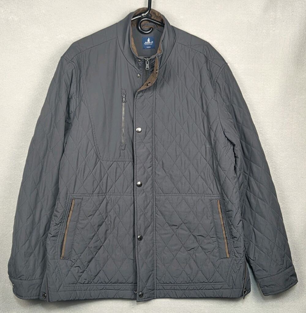 Johnnie-O Mens Juno Quilted Jacket Size XL Mid Length Golf Sailor Gray